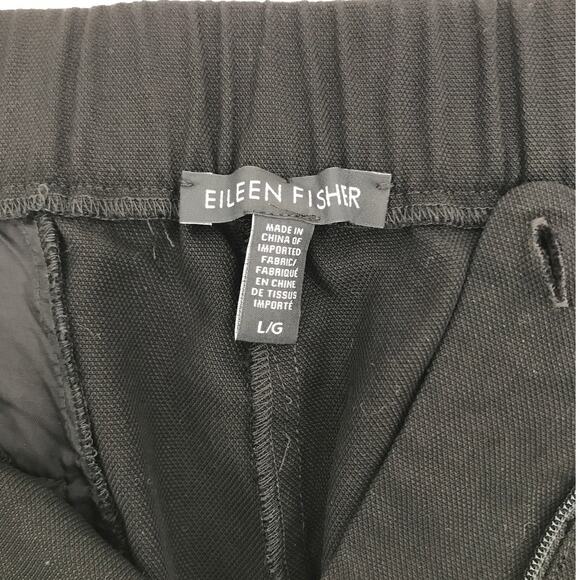 Eileen Fisher Black Elastic Waist Casual Pants Womens L - Picture 5 of 8